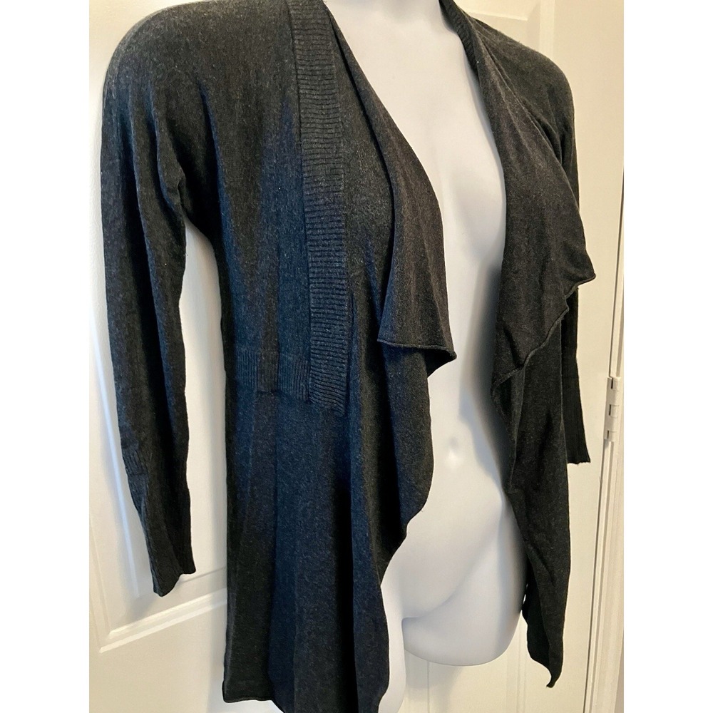 Eileen Fisher Petite Open Front Waterfall Cardigan Gray Sweater Size Medium‎
